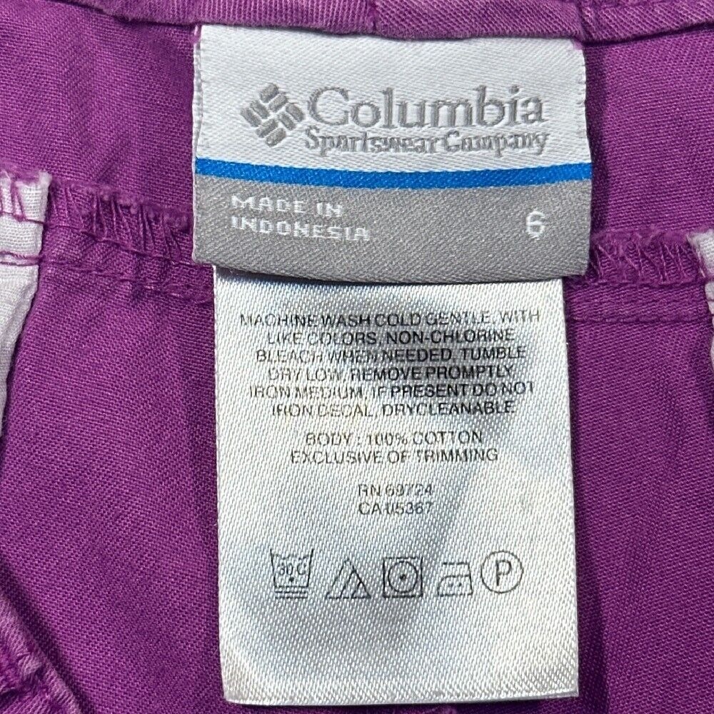 Columbia Shorts Women 6 Purple 100% Cotton Chino Hiking Outdoor Gorpcore Summer - Picture 3 of 9